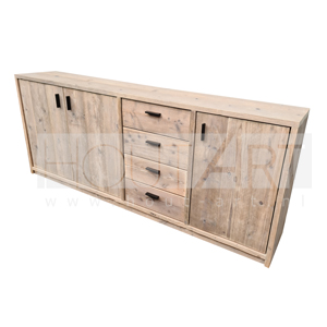 kast dressoir deur lades steigerhout handgreep handgrepen lage kast kasten hout-art hout schijndel