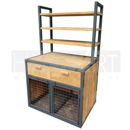bench benchkast huisdier honden katten kat hond opbergkast hout-art steigerhout frame staal