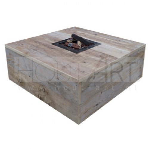 vuurtafel salontafel inbouwbrander hout steigerhout hout-art