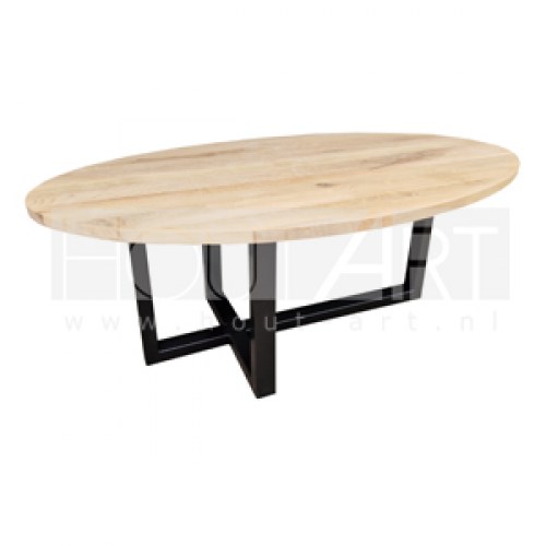 tafel eettafel eiken maatwerk meubels meubel hout-art hout poedercoating staal stalen frame zwart schijndel eerde