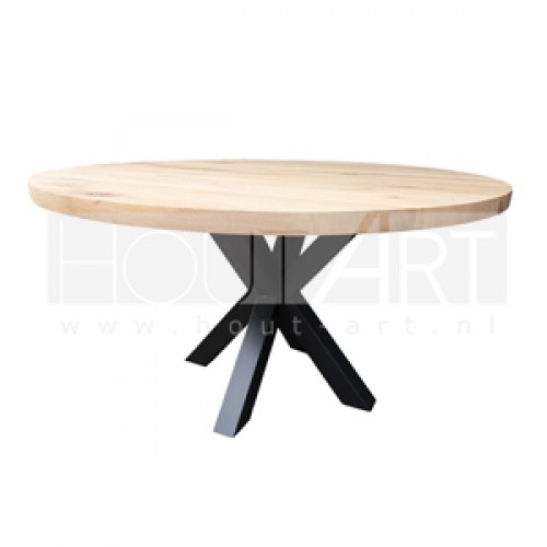 ovaal ovale tafel rond ronde tafel stalen poot onderstel staal poedercoating frame tafelpoot wit zwart eiken robuust stalen frame