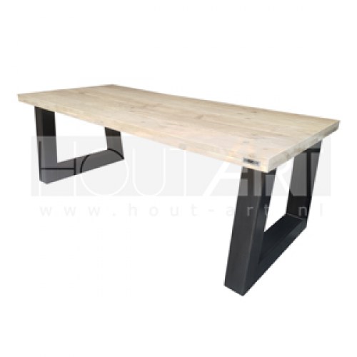 trapezium steigerhout gebruikt hout nieuw hout-art eettafel tafel maatwerk meubels hout-art