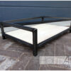 Hondenmand indus stalen frame van Hout-Art. staal, mand, manden, kussen, maatwerk, houtart.