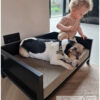 Hondenmand indus stalen frame xl plate van Hout-Art. staal, mand, manden, kussen, maatwerk, houtart.