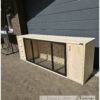 Dressoir bench xl steigerhout met stalen deur met lades van Hout-Art. staal, zwart, gepoedercoat, gaas, mesh, houtart, benchkast.