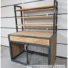 Hoge kast stalen frame bench xl met legplanken, lade van steigerhout van Hout-Art. huisdier, benchkast, gaasdeur, benches, houtart.
