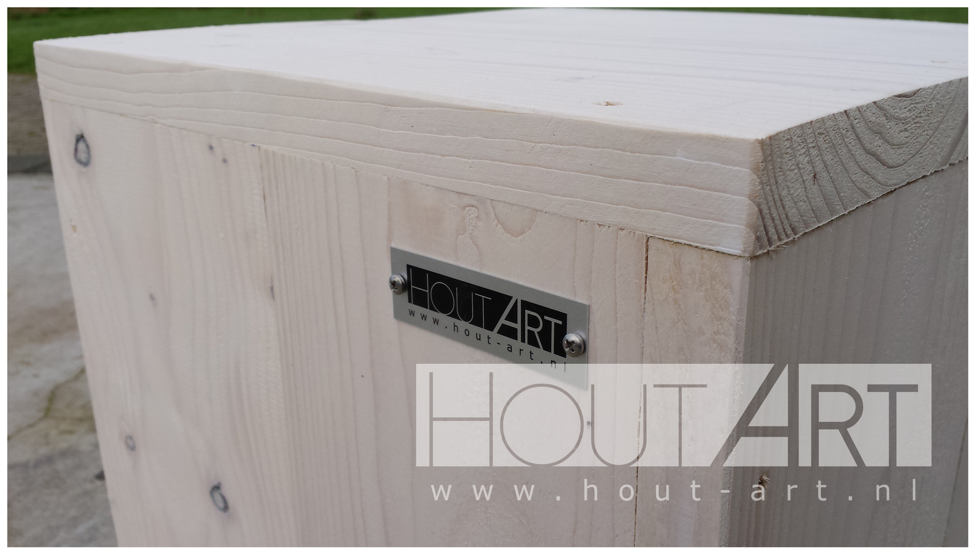 Zuil sokkel steigerhout van Hout-Art. gebruikt hout, decoratie, plantenzuil, houtart.