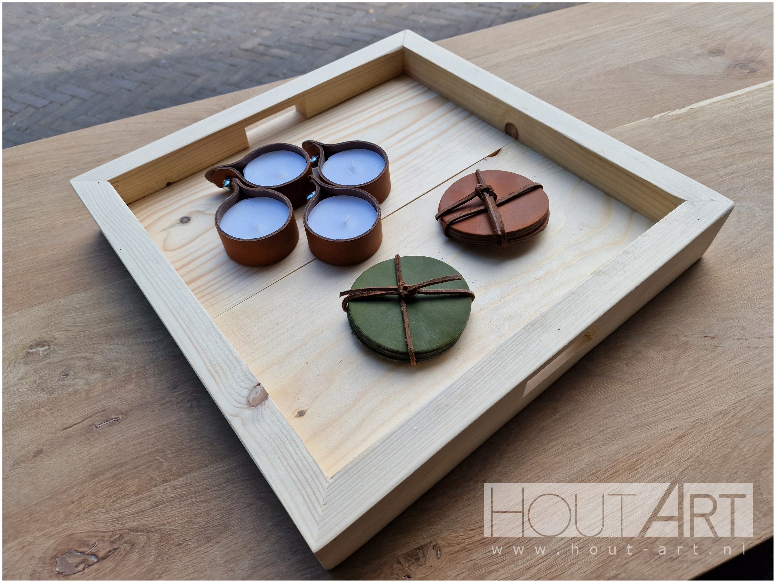 Dienblad steigerhout met open handvat van Hout-Art.