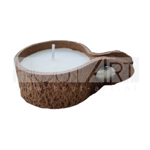 Kaarsenring leer met kaars bruin vortex