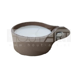 Kaarsenring leer met kaars licht taupe