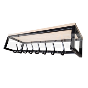 Kapstok hangend stalen frame met luxe grote haken eiken