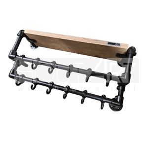 Kapstok Luxe dubbel extended zwarte steigerbuis met steigerhout