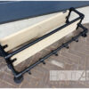 Kapstok luxe dubbel extended zwarte steigerbuis met steigerhout van Hout-Art. steigerbuizen, zwart, gepoedercoat, modern, industrieel, haakjes, houtart.