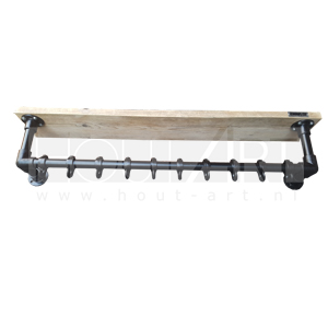 Kapstok Medium zwarte steigerbuis en steigerhout