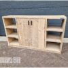 Dressoir kast steigerhout deuren open vakken steigerhout van Hout-Art. steigerhouten, handgreep, open vak, houtart.