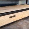 Schoenenrek stalen frame dressoir met lades en legplanken eiken van Hout-Art. poedercoating, zwart, gepoedercoat, modern, industrieel.