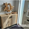 Schoenenkast zwarte steigerbuis op pootjes met steigerhout van Hout-Art. Industrieel, steigerbuizen, schoenenrek, kast, opbergkast, houtart.