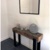 Spiegel staal van Hout-Art. zwart, gepoedercoat, frame, frames, stalen, spiegels, houtart.