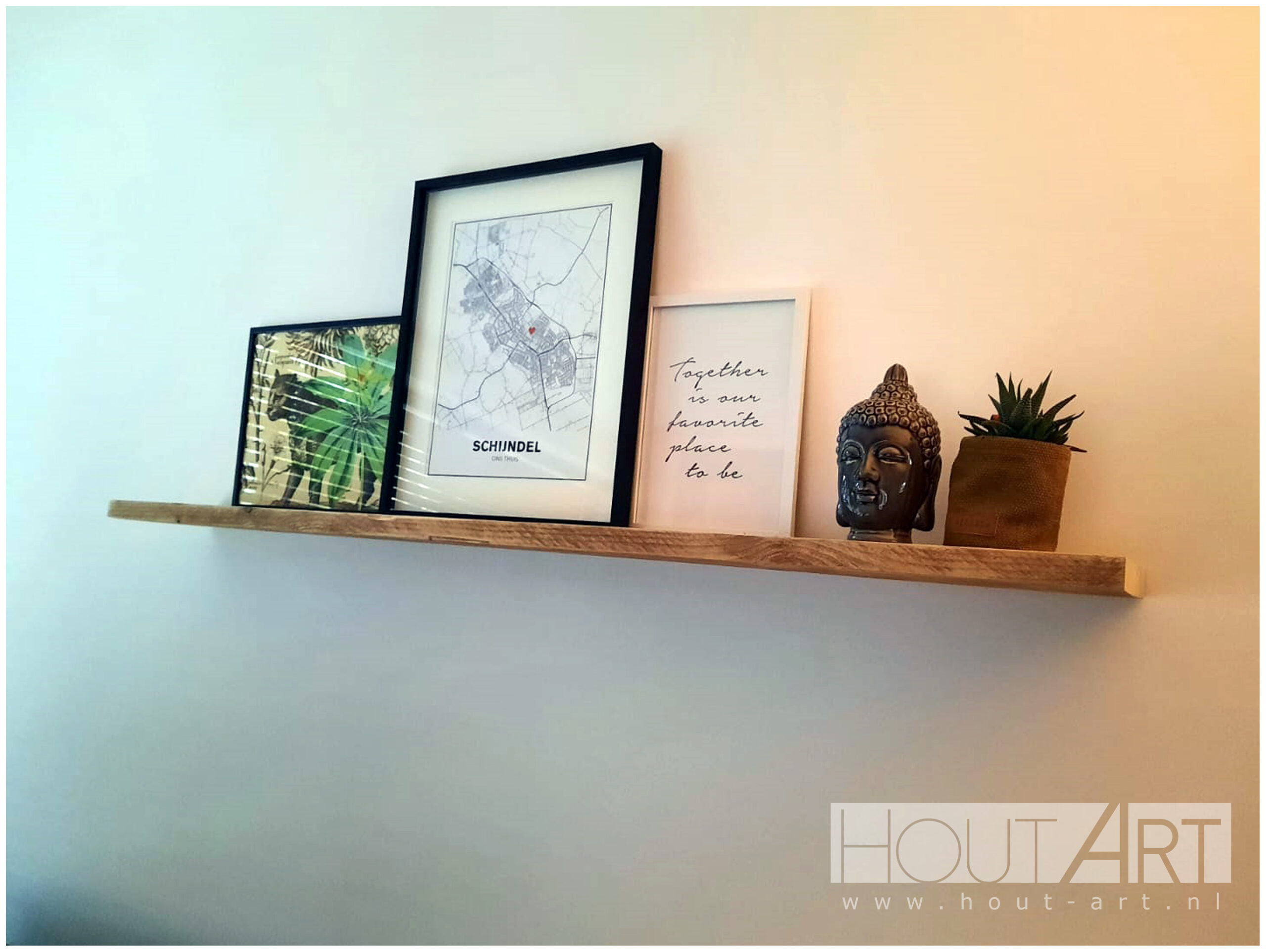 Wandplank onzichtbare bevestiging steigerhout van Hout-Art.