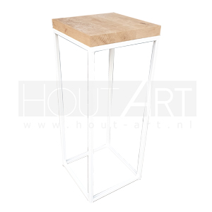 Zuil stalen kubus met eiken