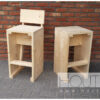 Barkruk new age met rugleuning Hout-Art. Barkrukken, bartafel, kantine, gebruikt hout, houtart.