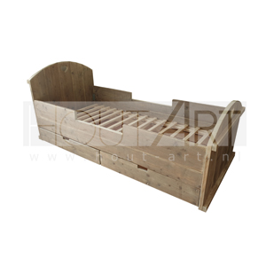 Bed steigerhout open onderkant rond