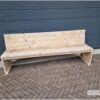 Bank steigerhout met rugleuning van Hout-Art. tuinbank, tuintafel, tafel, gebruikt hout, landelijk, terras, houtart.