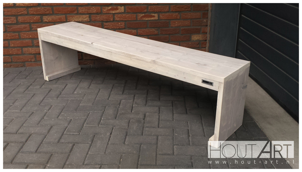Bank luxe steigerhout van Hout-Art. tuinbank, tuintafel, tafel, gebruikt hout, landelijk, terras, houtart.