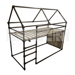 Halfhoogslaper huisje zwarte steigerbuis