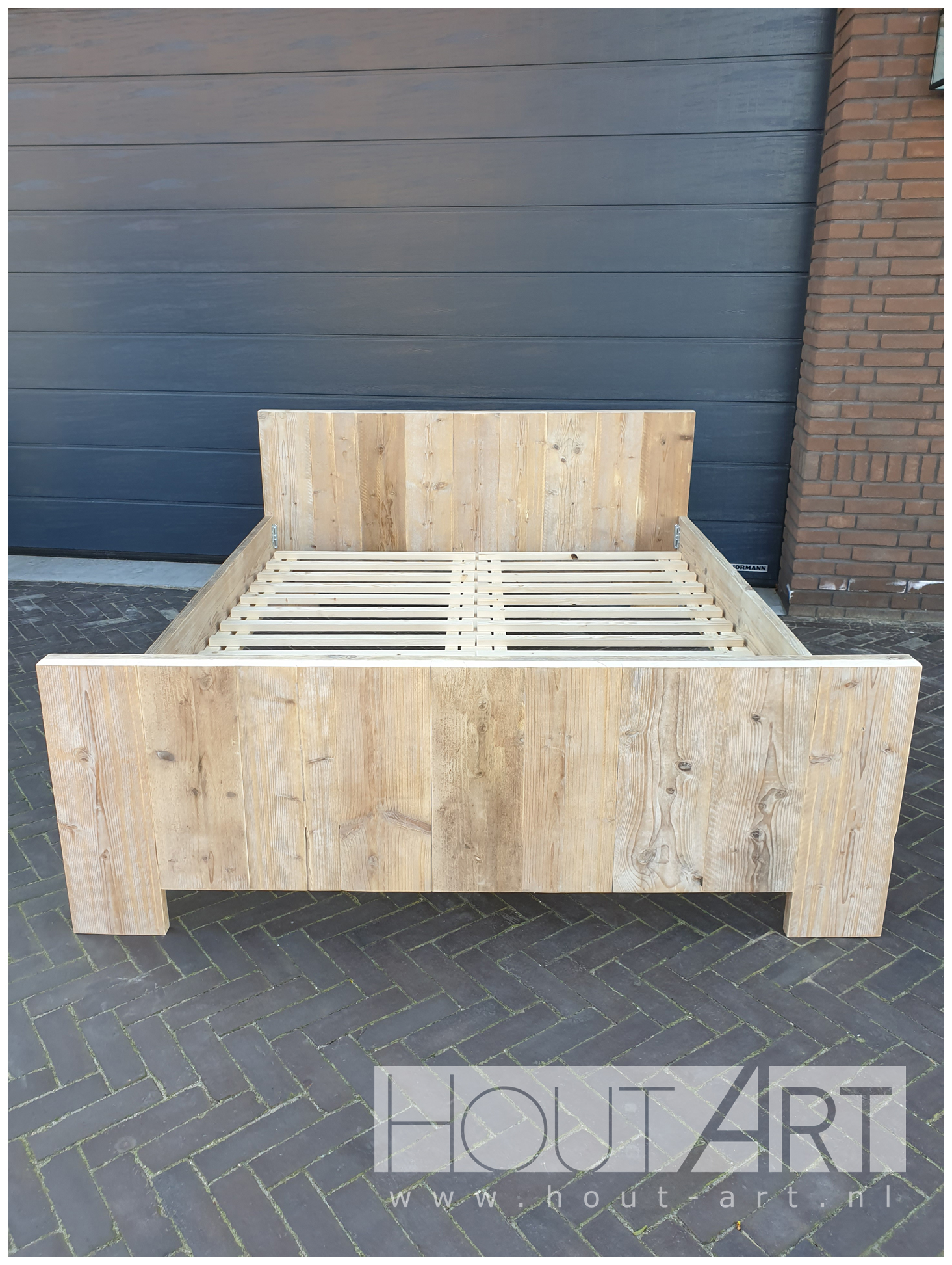 Tweepersoonsbed steigerhout luxe van Hout-Art. slapen, slaapkamer, 2-persoons, gebruikt hout, landelijk, slaapkamer, industrieel, houtart.