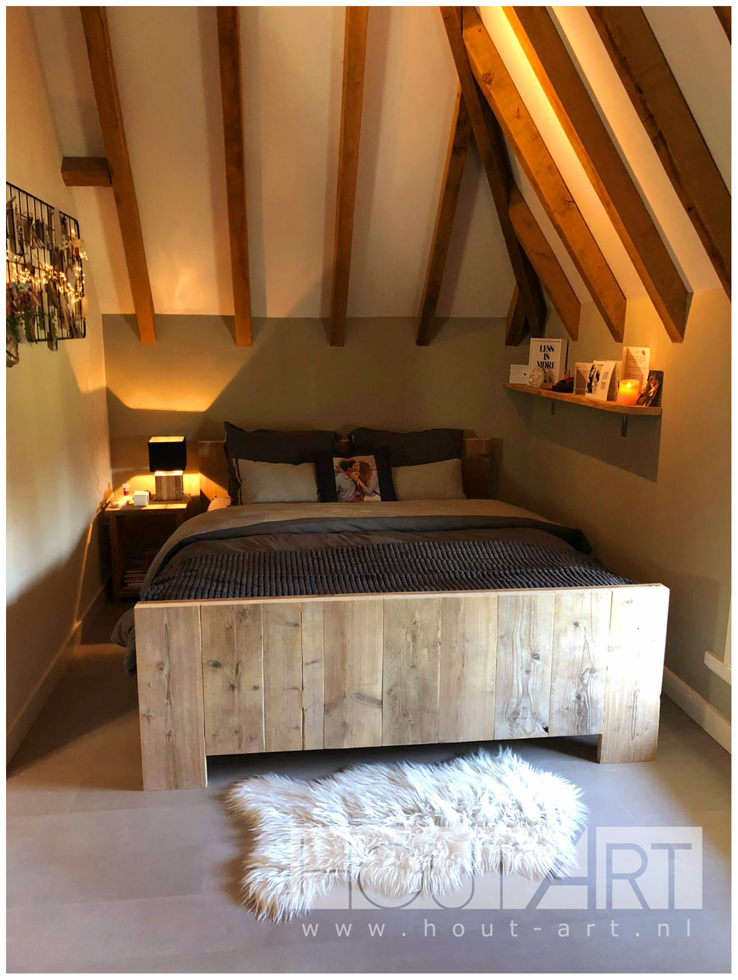Tweepersoonsbed steigerhout luxe van Hout-Art. slapen, slaapkamer, 2-persoons, gebruikt hout, landelijk, slaapkamer, industrieel, houtart.