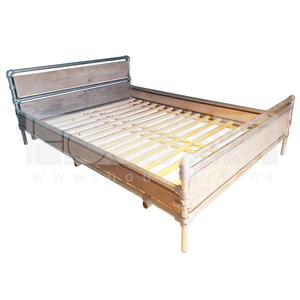 Tweepersoonsbed steigerbuis met steigerhout