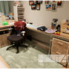 Hoekbureau l-vorm bureau verzinkte steigerbuis 2x zwevende kasten steigerhout van Hout-Art.