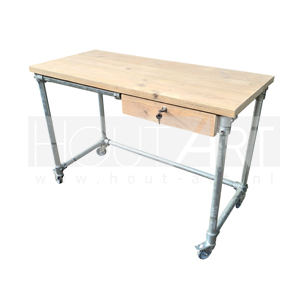 Bureau steigerbuis lade met steigerhout