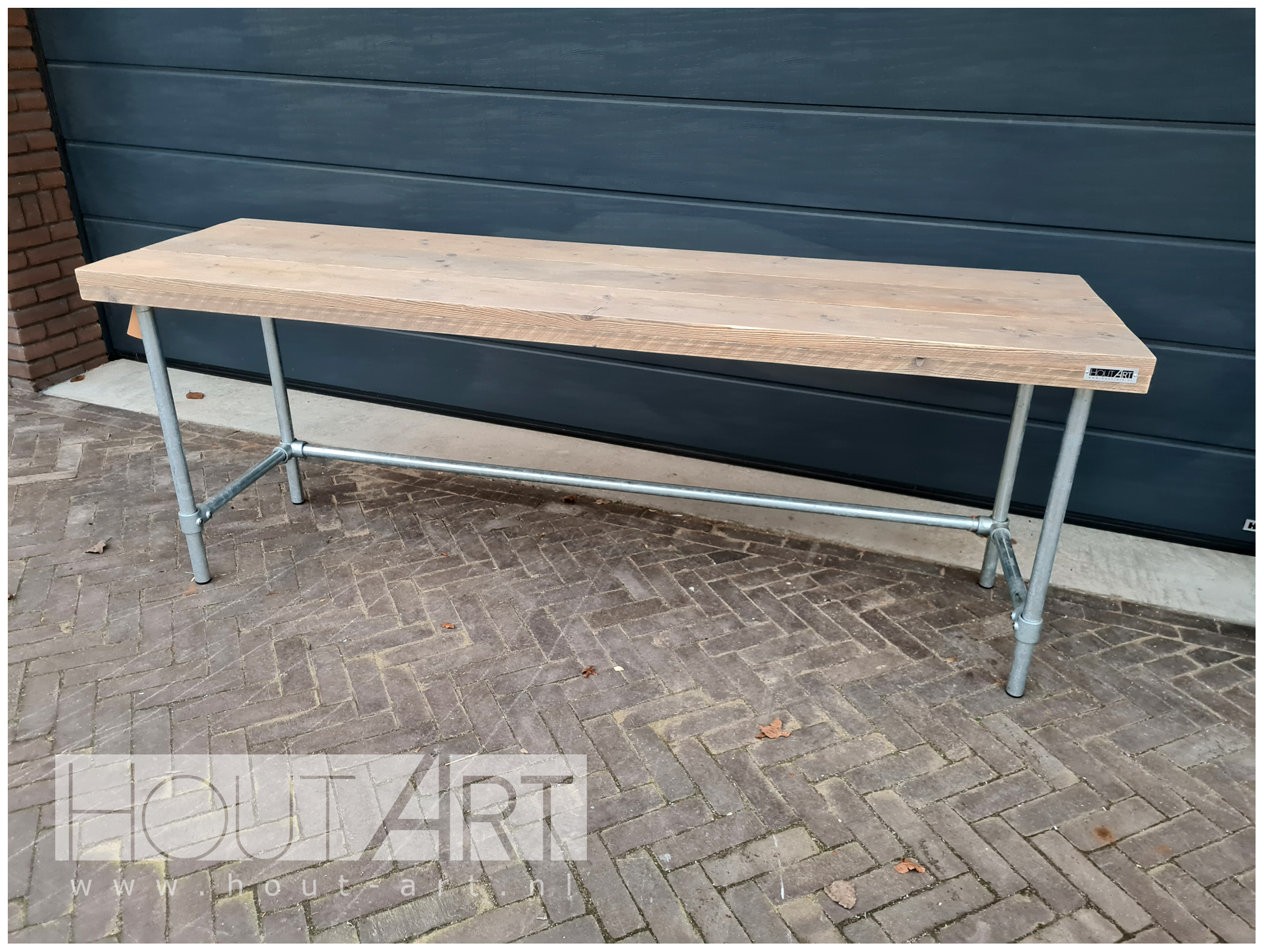 Bureau verzinkte steigerbuis luxe steigerhout van Hout-Art.