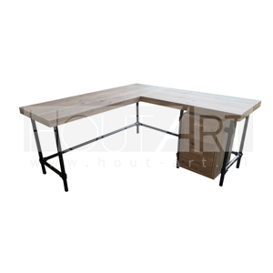 Hoekbureau zwarte steigerbuis luxe zwevende kast met steigerhout