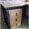 Hoekbureau l-vorm bureau zwarte steigerbuis zwevende kast met steigerhout.