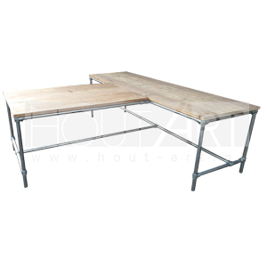 T-bureau steigerbuis met steigerhout