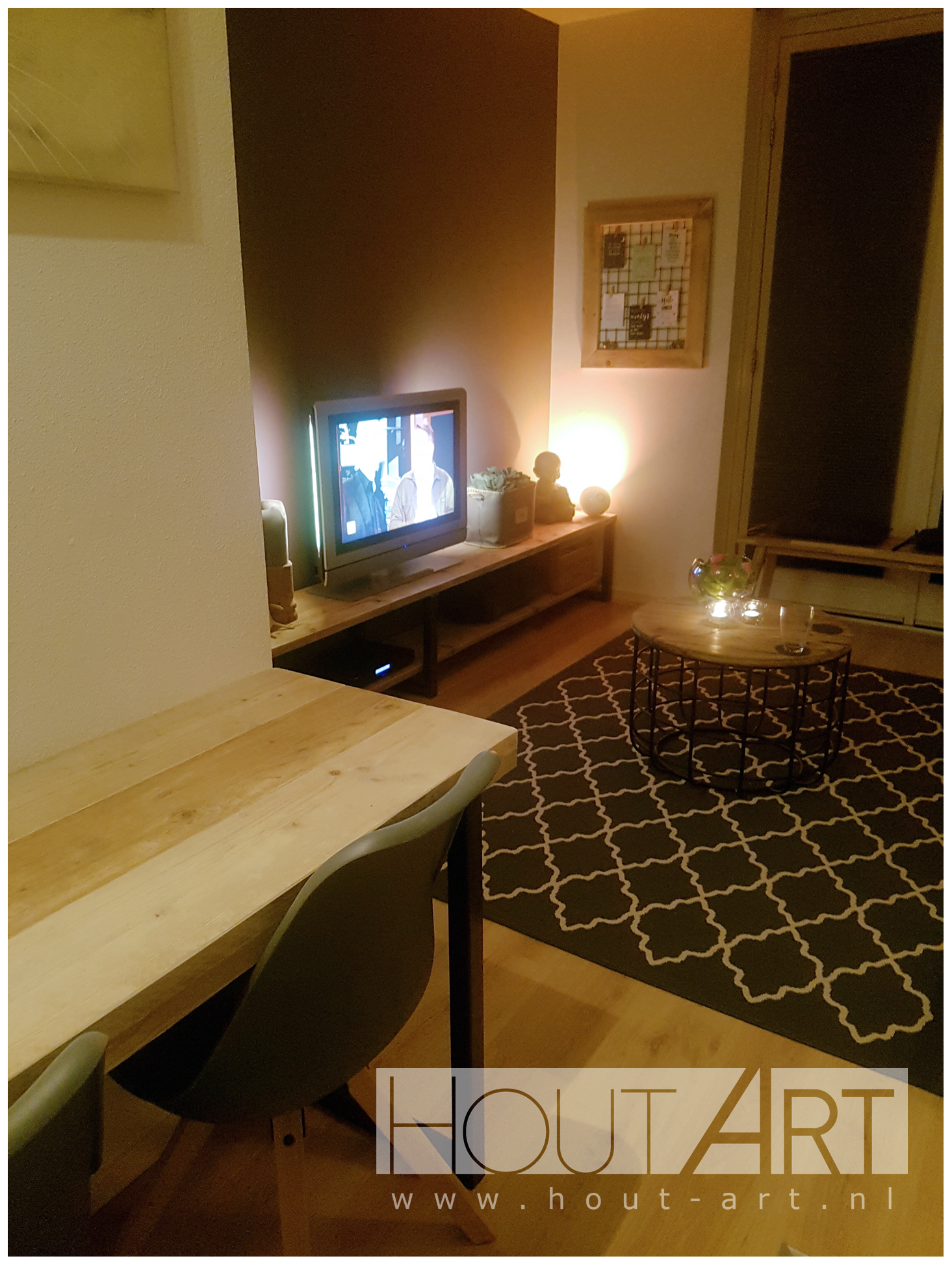 Bureau u-poot staal met steigerhout van Hout-Art.