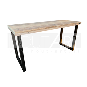 Bureau U-poot staal met steigerhout