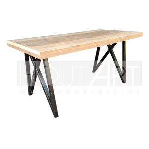 Bureau vlinderpoot staal met steigerhout