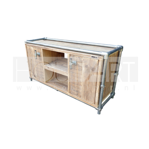 Dressoir steigerbuis deuren en open schappen steigerhout