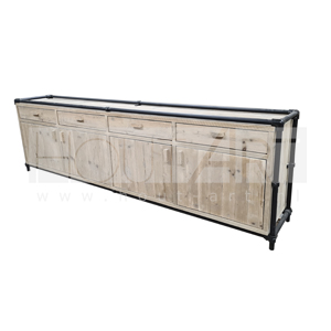 Dressoir zwarte steigerbuis deuren en lades steigerhout