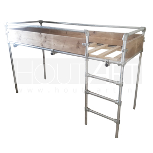 Halfhoogslaper steigerbuis met steigerhout