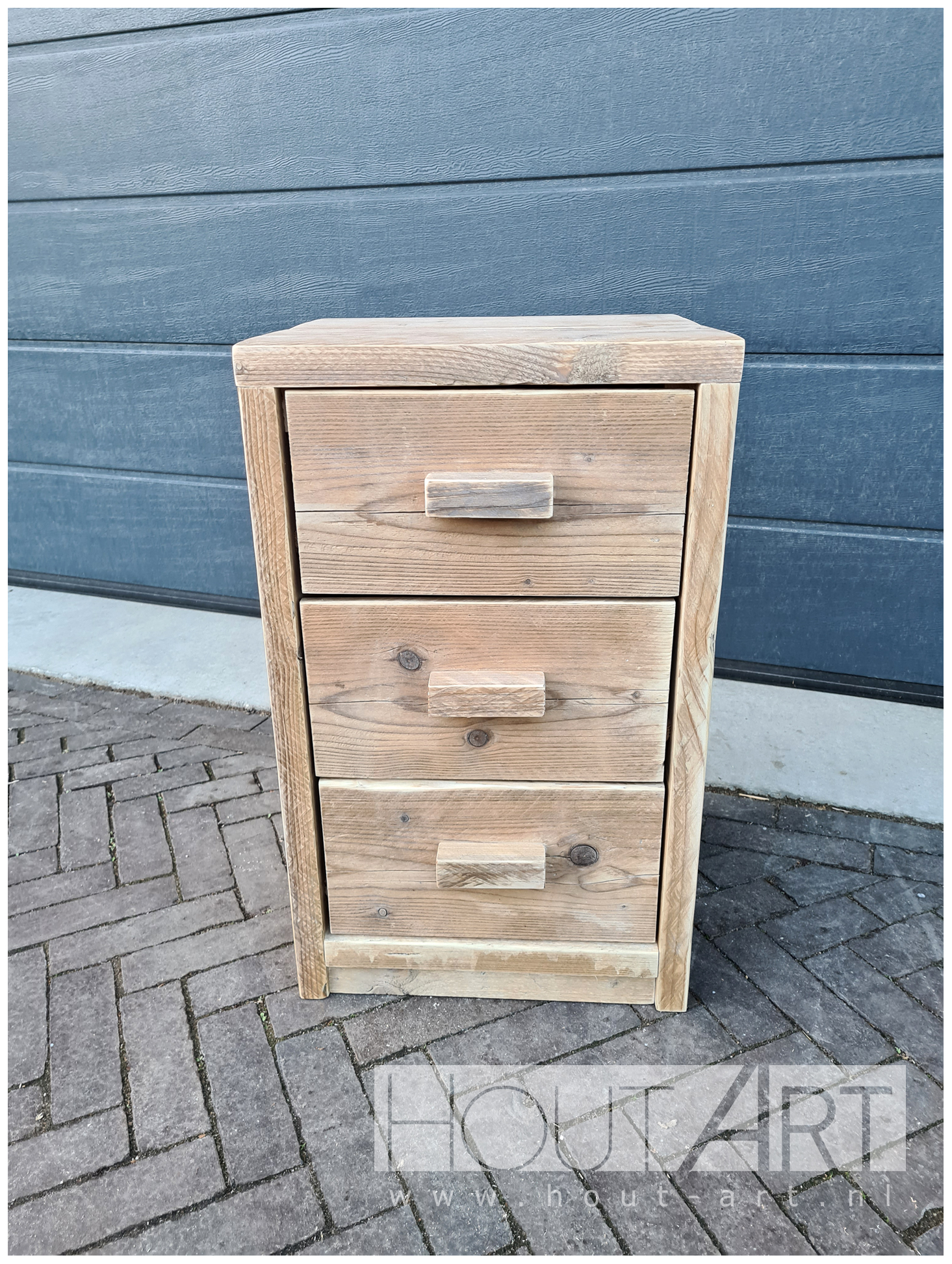 Bureaukast, rolkast deur en lade steigerhout van Hout-Art, handgreep, houtart, bureaukast, opbergkast, ladekast.