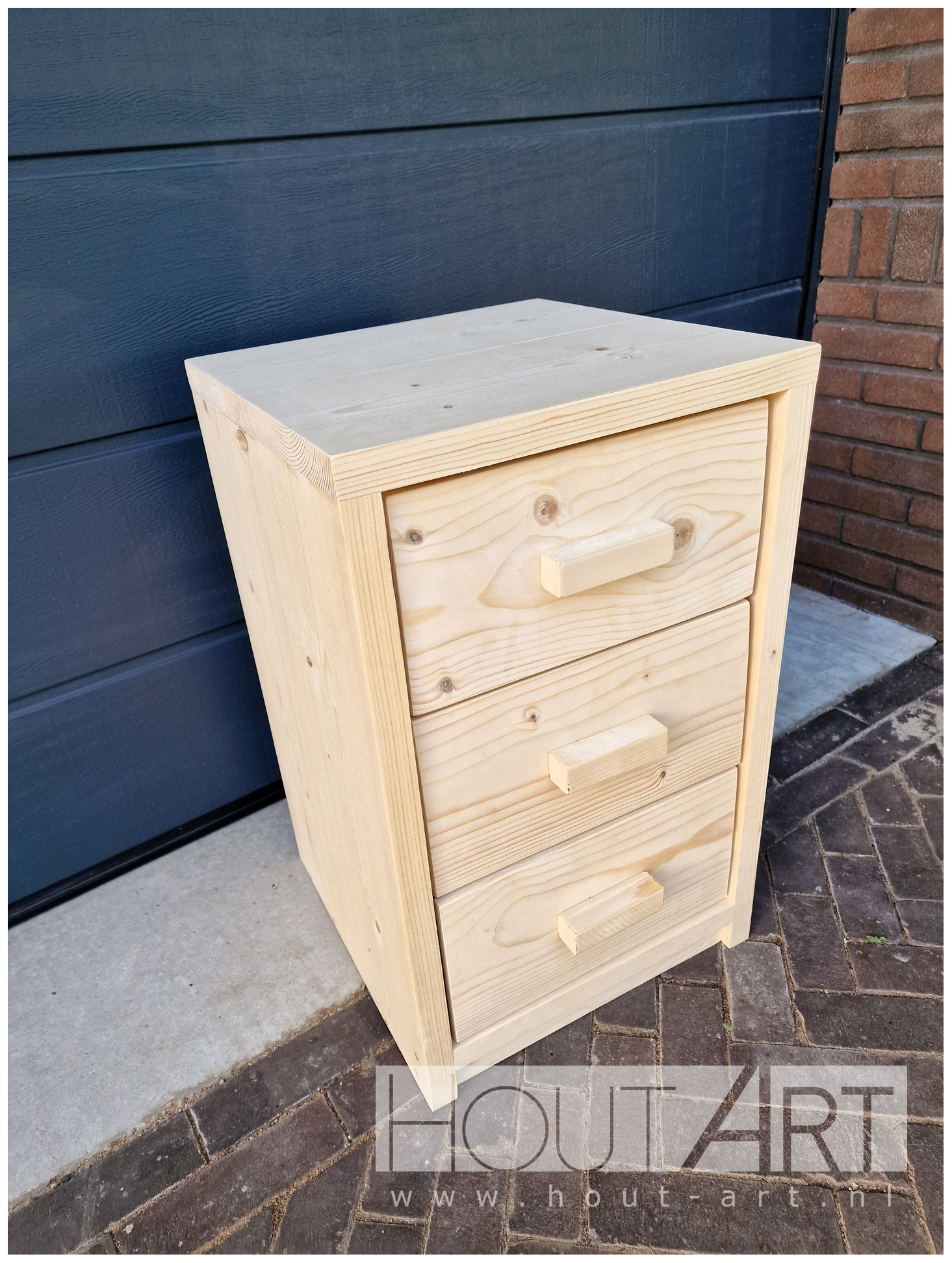 Bureaukast, rolkast deur en lade steigerhout van Hout-Art, handgreep, houtart, bureaukast, opbergkast, ladekast.