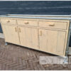 Dressoir verzinkte steigerbuis met steigerhout deuren en lades van Hout-Art. steigerbuizen, industrieel, verzonken, voetplaten, kast, opbergkast, handgreep, houtart.