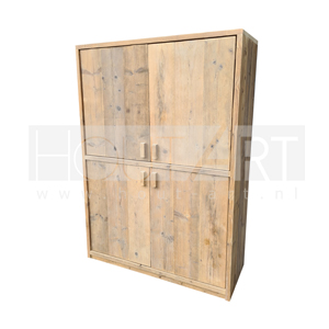Hoge brede kast steigerhout met deuren