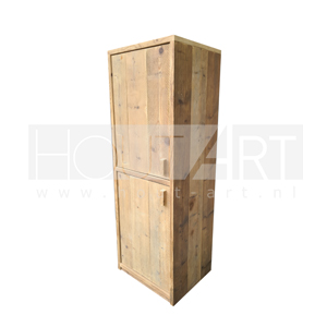 Hoge smalle kast steigerhout met deuren