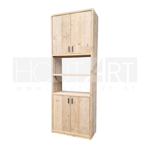 Boekenkast met deuren en legplank steigerhout
